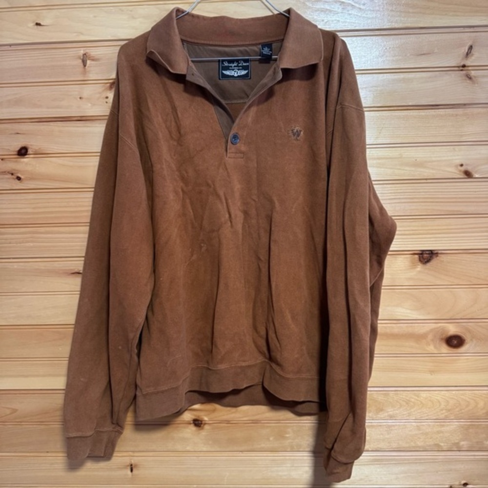 Straight Down Clothing Co. Brown Velvet Long Sleeve Golf Pull Over Large
